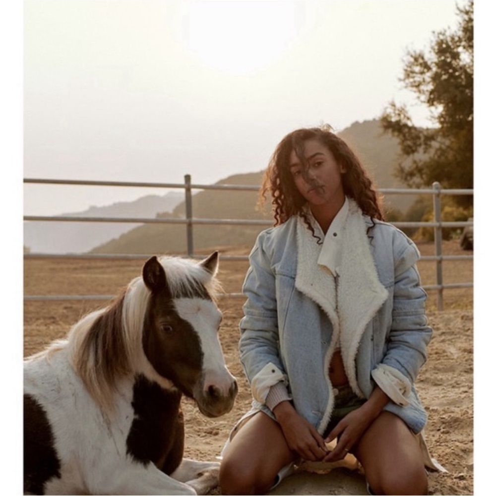 We the Free Twisted Heart Cozy Denim Jacket